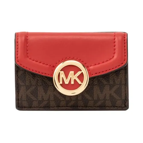 MICHAEL KORS Fulton Холст и Кожа Держатель для Карт и Кошелек Экстра Маленький Женский Красный и Коричневый