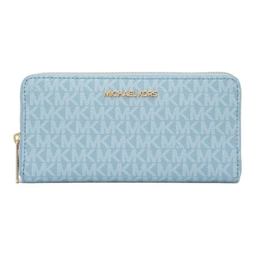 MICHAEL KORS Jet Set Travel Покрытый холст Держатель для карт кошелек Большой Женский Светло-синий