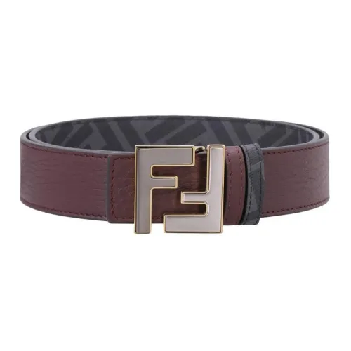 FENDI Ремни из коровьей кожи Мужской Бордовый Ширина 3,5 см