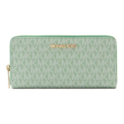 MICHAEL KORS Jet Set Travel Покрытый холст Держатель для карт кошелек Большой Женский Зеленый