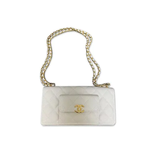 CHANEL WOC Корова Кожа 2 в 1 Сумка через плечо на цепочке Сумка через плечо Женская Белая