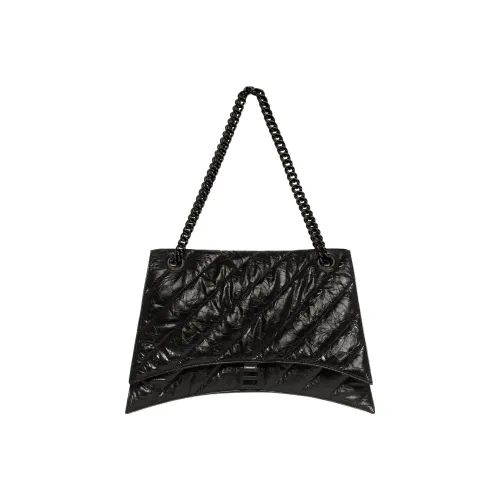 Balenciaga Crush Коровья кожа Цепной ремешок Сумка Портативная Сумка через плечо Большая Женская Черная