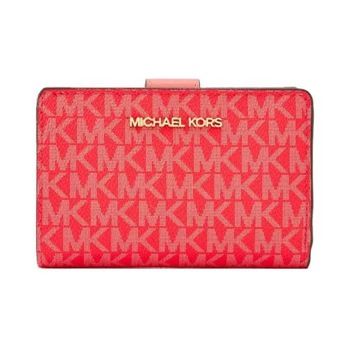 MICHAEL KORS Jet Set Travel Холщовый Картхолдер с Покрытием Монетница Женская Кораллово-Красная