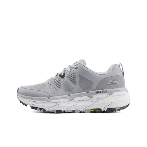 Skechers Амортизация Устойчивый к истиранию Водонепроницаемый Низкий Топ Беговые кроссовки Мужские Светло-серые