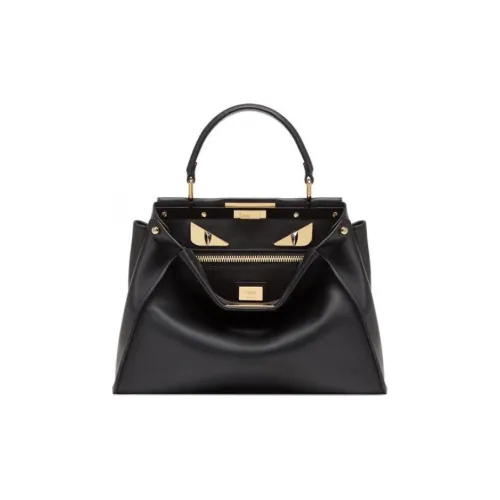 FENDI Peekaboo Сумка через плечо из коровьей кожи средний размер женская черная