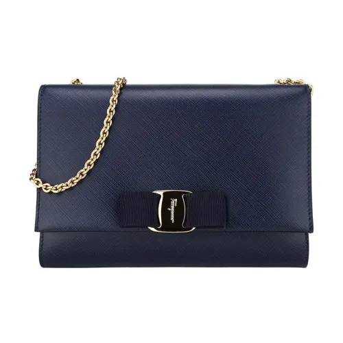 FERRAGAMO Телячья кожа Маленькая квадратная сумка сумка через плечо сумка на плечо женская темно-синий