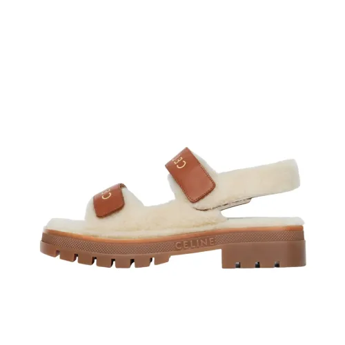 CELINE Пляжные сандалии Женские Белые Коричневые