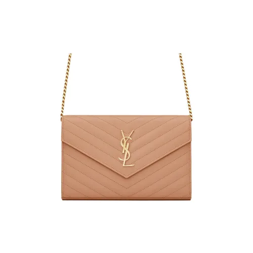 SAINT LAURENT CASSANDRE Телячья кожа Кошелек Конверт Сумка Сумка через плечо Женская Светло-розовая