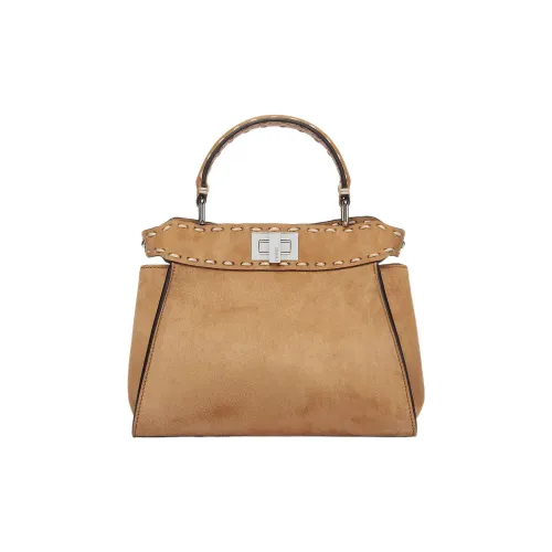 FENDI Peekaboo Сумка через плечо из козьей и телячьей кожи мини женская коричневая