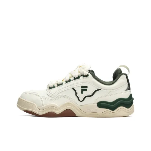 FILA FUSION KICK Wave Bottom Sneakers Устойчивые к истиранию Низкие Кроссовки для скейтбординга Женские Белые Темно-зеленые
