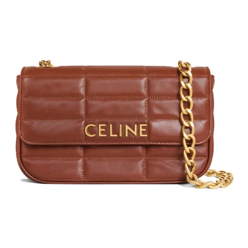 CELINE Matelasse Monochrome Овчина Сумка через плечо Сумка на плечо Женская Рыжевато-коричневый с Карамель