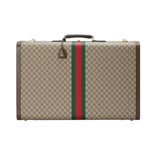 GUCCI Canvas с кожаными вставками комбинированный портативный чемодан дорожная сумка твердый кейс женский цвет эбеновый