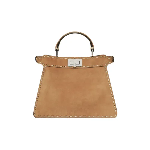 FENDI Peekaboo ISeeU Козья кожа с телячьей кожей замша сумка через плечо маленькая сумка женская коричневый