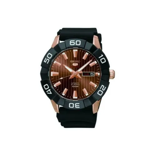 SEIKO Seiko5 Механический механизм Смола Ремешок Часы 45 мм Мужские часы Золотой циферблат