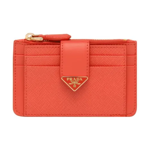 PRADA Saffiano кожаный держатель для карт женский оранжевый