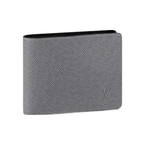 LOUIS VUITTON Slender Taiga Коровья кожа Кошелек Мужской Серый Черный