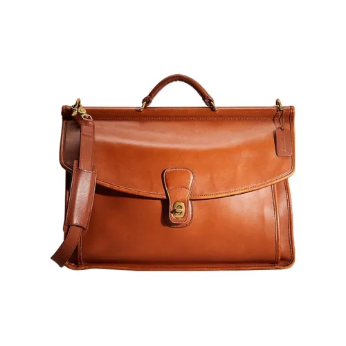 COACH Перчаточная дубленая кожа Доска для ноутбука Сумка Сумка через плечо Сумка через плечо Большая Мужская Оранжевая