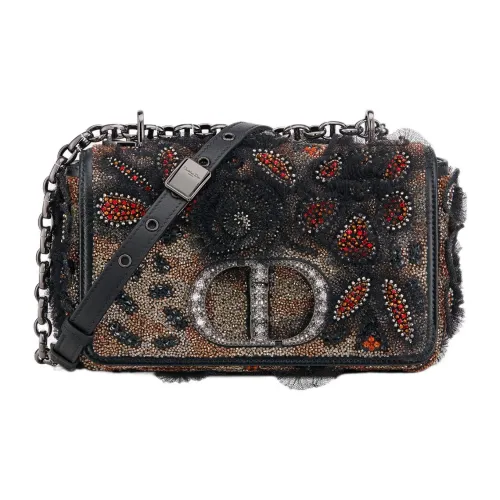 DIOR Caro Вышивка с коровьей кожей ручная сумка через плечо маленькая женская черная