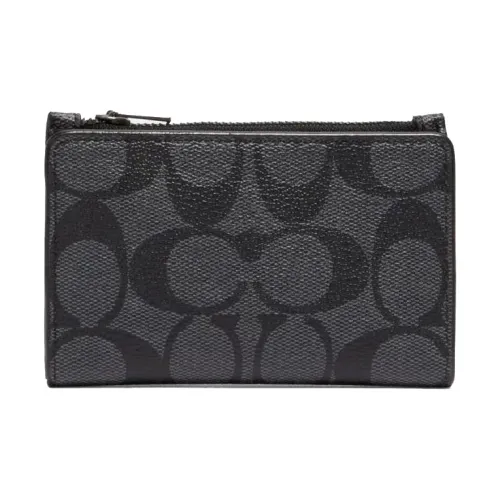 COACH Подпись Покрытый холст And Гладкая телячья кожа Держатель для карт кошелек Стандартный Мужской Черный