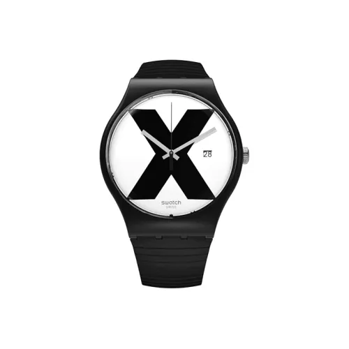 Swatch Quartz Механизм Унисекс Часы 41 мм Белый Циферблат Пластиковый Корпус Часы Силиконовый Ремешок SUOB402