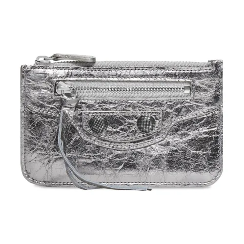 Balenciaga Le Cagole Металлическая поверхность Тонкозернистая овчина Картхолдер Картхолдер Женский Серебряный
