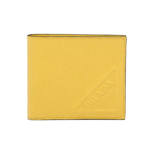 PRADA Saffiano кожа кошелек мужской желтый