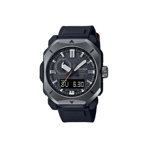 CASIO PRO TREK Солнечный Кварцевый механизм Смольный ремешок Часы Мужские Черный циферблат