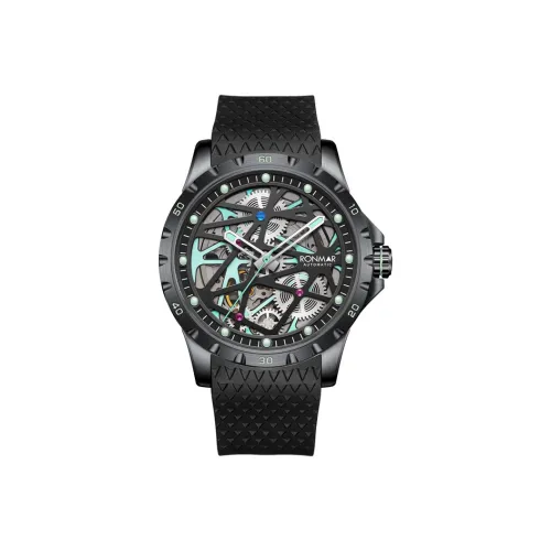 RONMAR Vanishing Sky Collection Автоматический Механический Механизм Резиновый Ремешок Часы Мужские Часы С Черепным Циферблатом