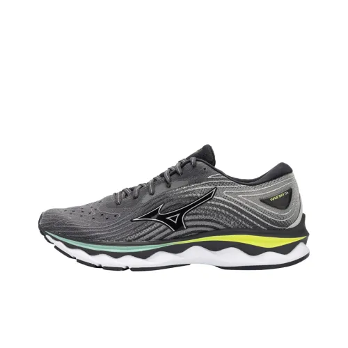 Кроссовки для бега Mizuno Wave Sky 6, низкий топ, серый, белый, желтый, мужской