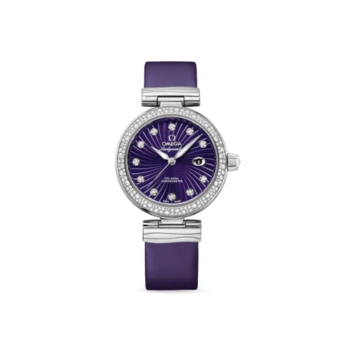OMEGA Автоматический Механический Movement Женские Часы Disc Fly Collection 34 мм Фиолетовые