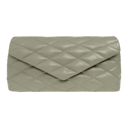 SAINT LAURENT Овчина Конверт Сумка Клатч Женская Зеленая Серая