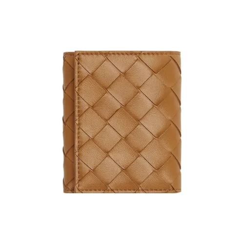 Bottega Veneta Овчина с коровьей кожей Трехсекционный кошелек Женские Карамель