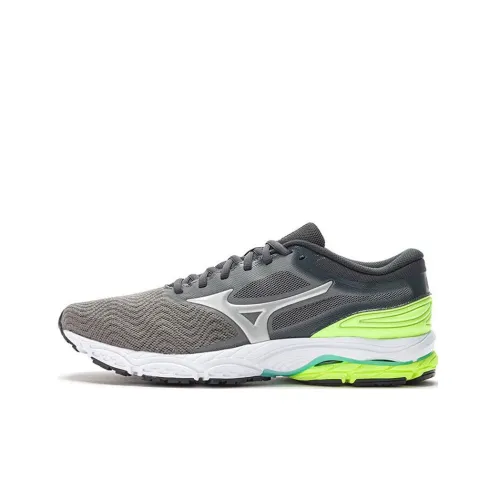 Mizuno Shock Absorbers Slip-resistant Abrasion-resistant Breathable Low-top Casual Running Shoes Men's Gray Green Мицубо Шок Абсорберы Противоскользящие Устойчивые к истиранию Дышащие Низкий Верх Повседневные Беговые Кроссовки Мужские Серый Зеленый