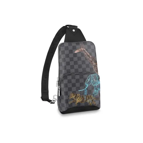 LOUIS VUITTON Avenue Покрытый холст с кожаными вставками комбинированный слинг сумка через плечо мужская серая