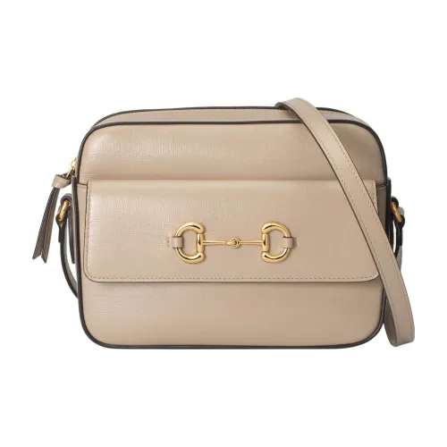 GUCCI Horsebit 1955 Кожа Camera Сумка Сумка через плечо Сумка на плечо Женская Бежевая