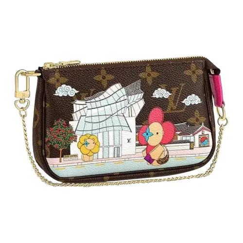LOUIS VUITTON POCHETTE ACCESSOIRES Холст Цепь Сумка через плечо Сумка на плечо Мини Женская Коричневая