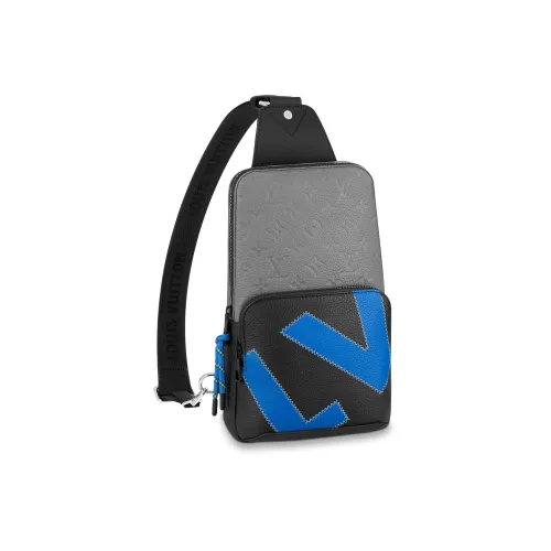 LOUIS VUITTON Avenue Taurillon Коровья кожа Сумка через плечо Сумка на плечо Мужская Серый Черный Синий