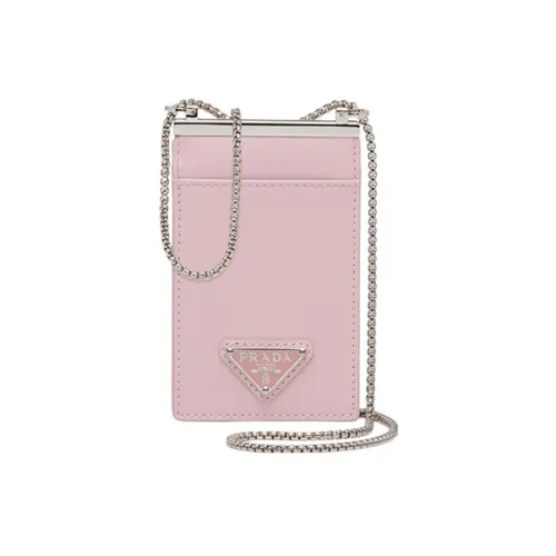 PRADA Brushed Leather Card Holder Women's Pink