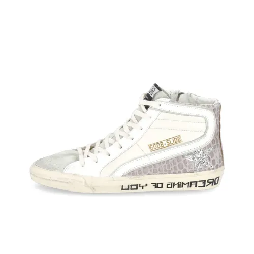 Golden Goose Slide High Топ Стильные Скейтбординги Женские Белые Серые Потертые