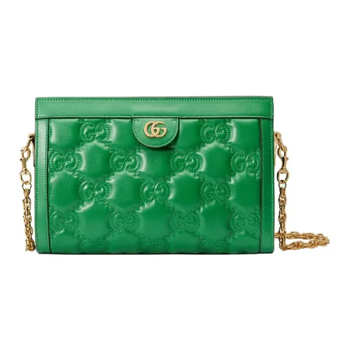 GUCCI GG Matelassé Кожа Цепь Сумка через плечо Сумка через плечо Сумка Женская Зеленая