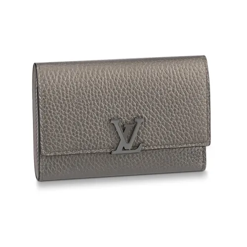 LOUIS VUITTON Capucines Taurillon Кожа Capson Кошелек Женские Серый