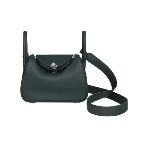 HERMES Lindy Swift Кожа Сумка Сумка через плечо Сумка через плечо Мини Женская Rousseau Зеленый Павлиний зеленый