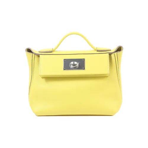 HERMES 24 24 Evercolor Swift Телячья кожа Сумка Сумка через плечо Сумка через плечо Мини Женские 9R Лайм Лимон