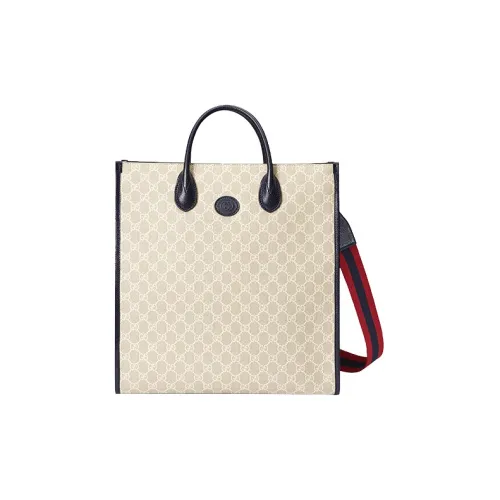 GUCCI Ophidia Холст и Кожа Комбинированная Сумка-тоут Сумка для покупок Сумка через плечо Сумка среднего размера Мужская Бежевая