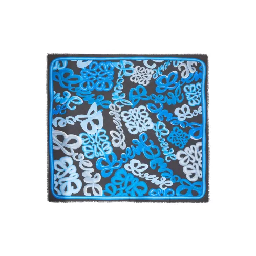 LOEWE Anagram Шелковый Шарф Женский Синий