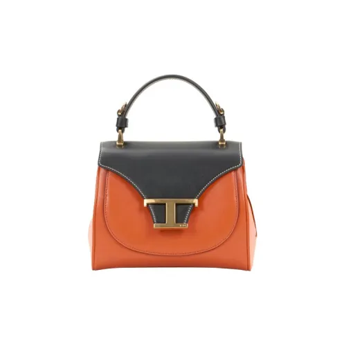 TOD'S Гладкая кожа Портативная Сумка через плечо Сумка на плечо Экстра мини Женская Оранжевый Черный