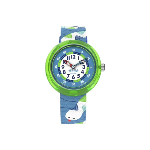 Swatch Quartz Механизм Детские часы 31,85 мм Синий циферблат Пластиковый корпус Часы Переработанный ПЭТ Ремешок