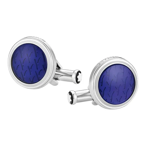 MONTBLANC Заколка для маникета Мужская Синяя Серебряная