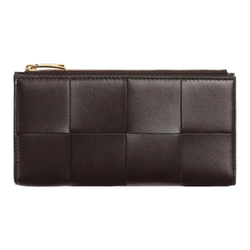 Bottega Veneta Sheepskin с коровьей кожей кошелек маленький женский темно-коричневый