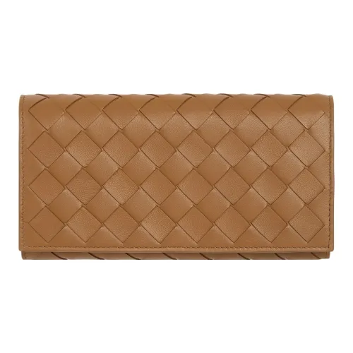 Bottega Veneta Sheepskin с коровьей кожей кошелек большой женский коричневый